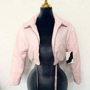 Pink cropped puffer jacket
